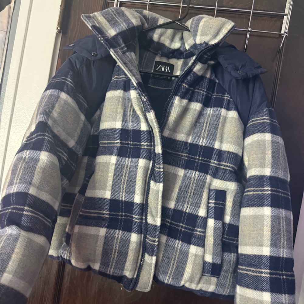 Zara Plaid Jacket - Blue and Gray